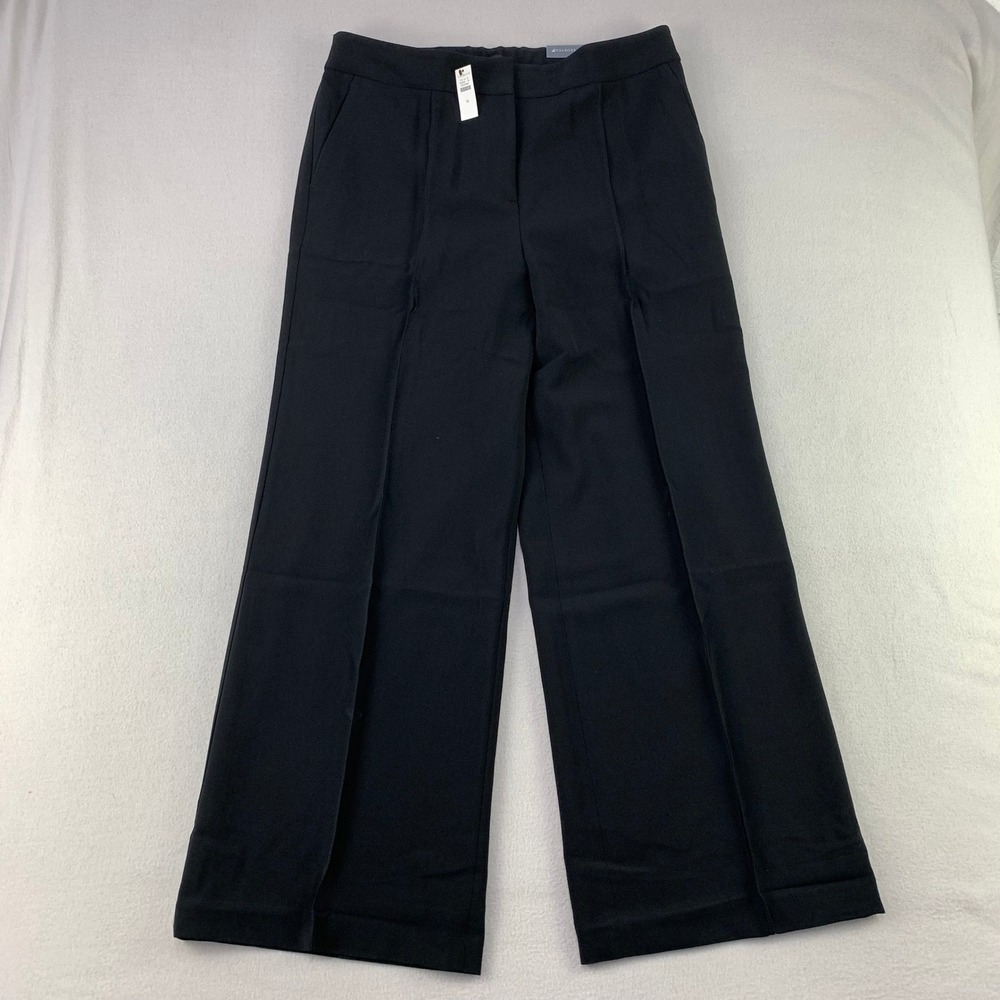 Talbots Easy Travel Wide Leg Pant Women 16 Black Career Seamed Trousers NWT